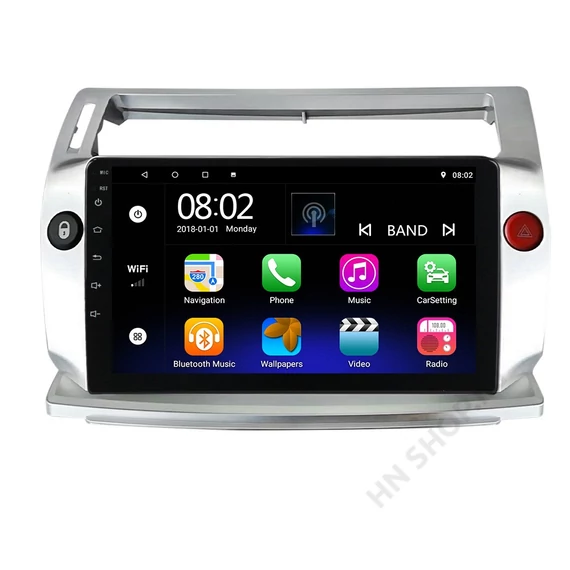 Android 13 Multimédiás Fejegység Citroen C4-hez – 9" IPS kijelző, CarPlay, GPS, 4G