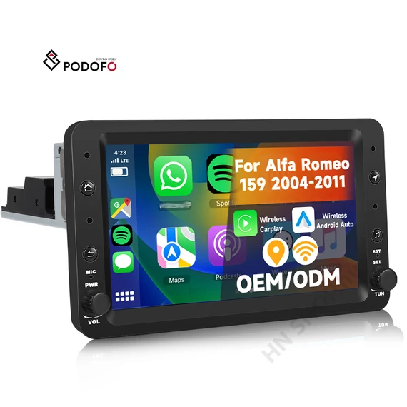 Alfa Romeo 159 Android autórádió – Podofo 7" 4+64GB, Single Din