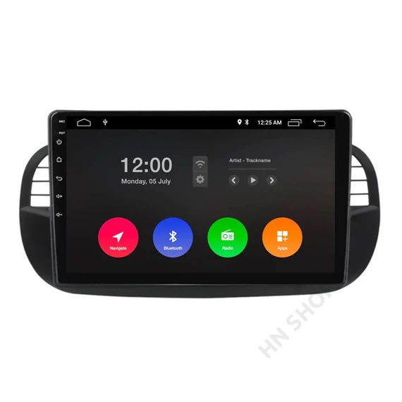 Fiat 500 Multimédia Rendszer – Android 13, 9” IPS Kijelző, CarPlay, Android Auto, DAB+ Rádió