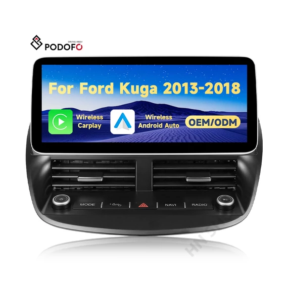 Ford Kuga Android autórádió – Podofo 12,3″ keret, Wireless CarPlay & Android Auto