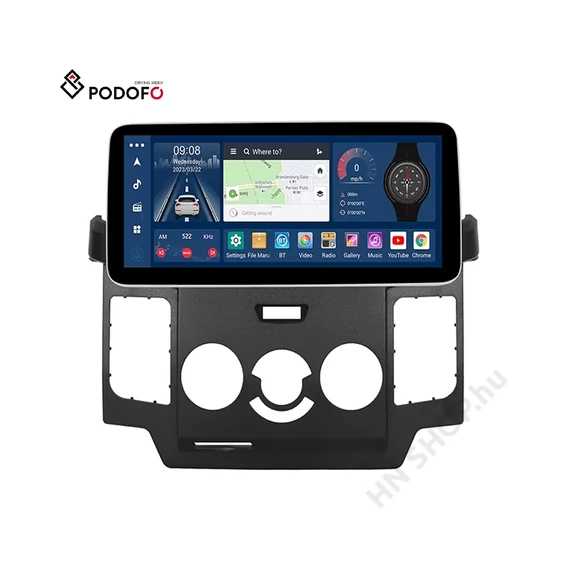 Iveco 12.3" Podofo Android 2DIN Autórádió – 2/32GB, 4/64GB, – CarPlay, Android Auto, GPS, DSP, 4G+WiFi