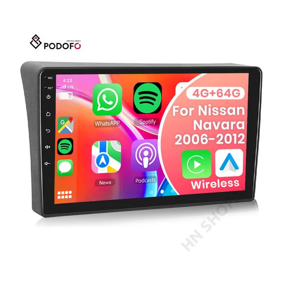  Nissan Navara Android autórádió 9" – 2/32, 4/64, 6/128GB – CarPlay, Android Auto – Podofo (2006–2012)b