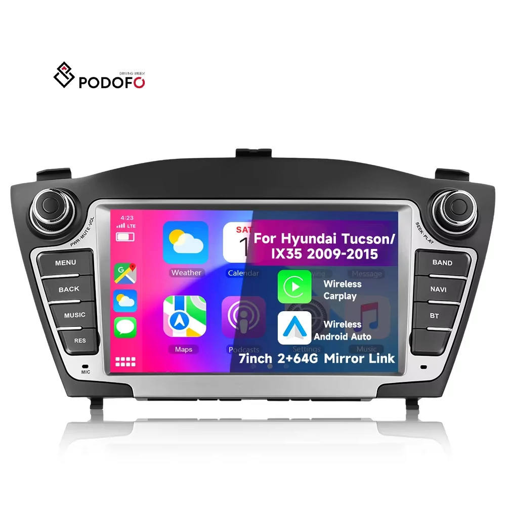 Hyundai Tucson / ix35 2009–2015 – Podofo 7″ Android Autórádió (2+64GB, CarPlay & Android Auto)